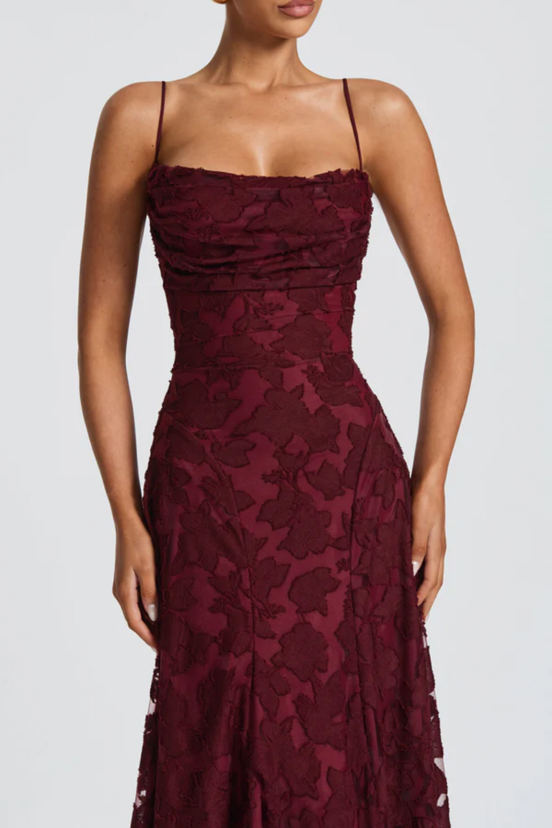 Lunariare – Kwiatowa koronka elegancji – Sukienka maxi-15216448504133-Róża Kwiatowa