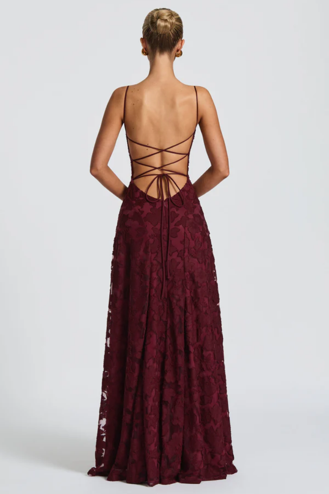 Lunariare – Kwiatowa koronka elegancji – Sukienka maxi-15216448504133-Róża Kwiatowa