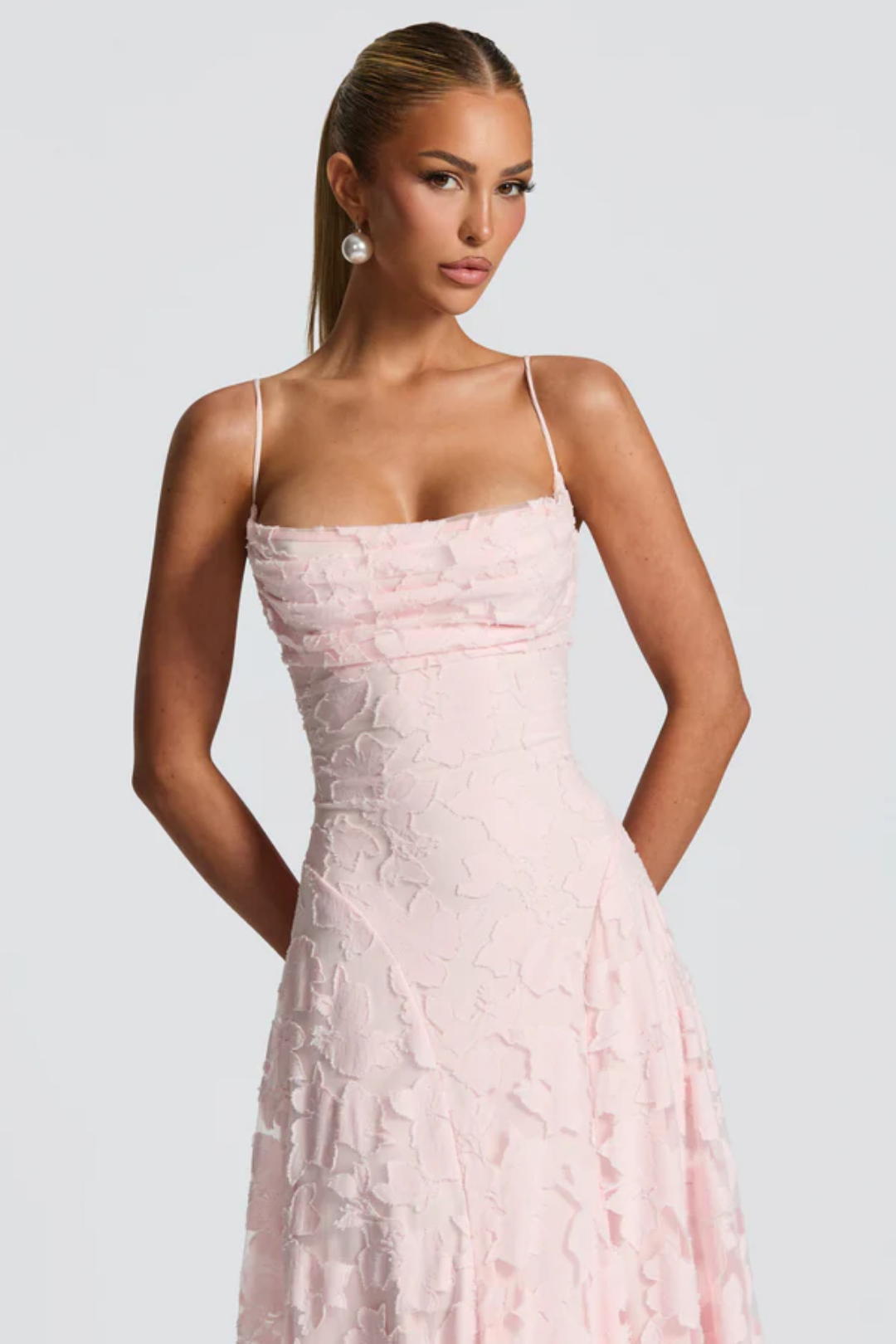 Lunariare – Kwiatowa koronka elegancji – Sukienka maxi-15216448504133-Róża Kwiatowa