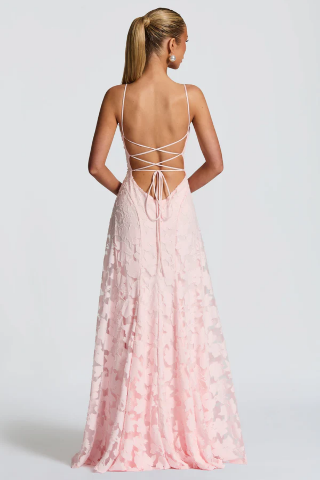 Lunariare – Kwiatowa koronka elegancji – Sukienka maxi-15216448504133-Róża Kwiatowa