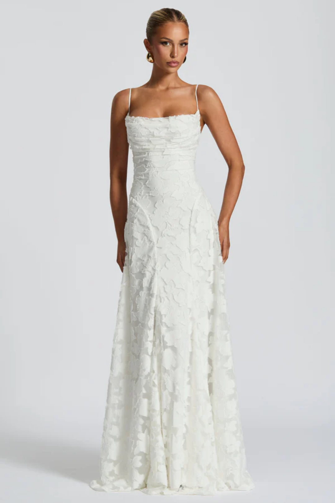 Lunariare – Kwiatowa koronka elegancji – Sukienka maxi-15216448504133-Róża Kwiatowa