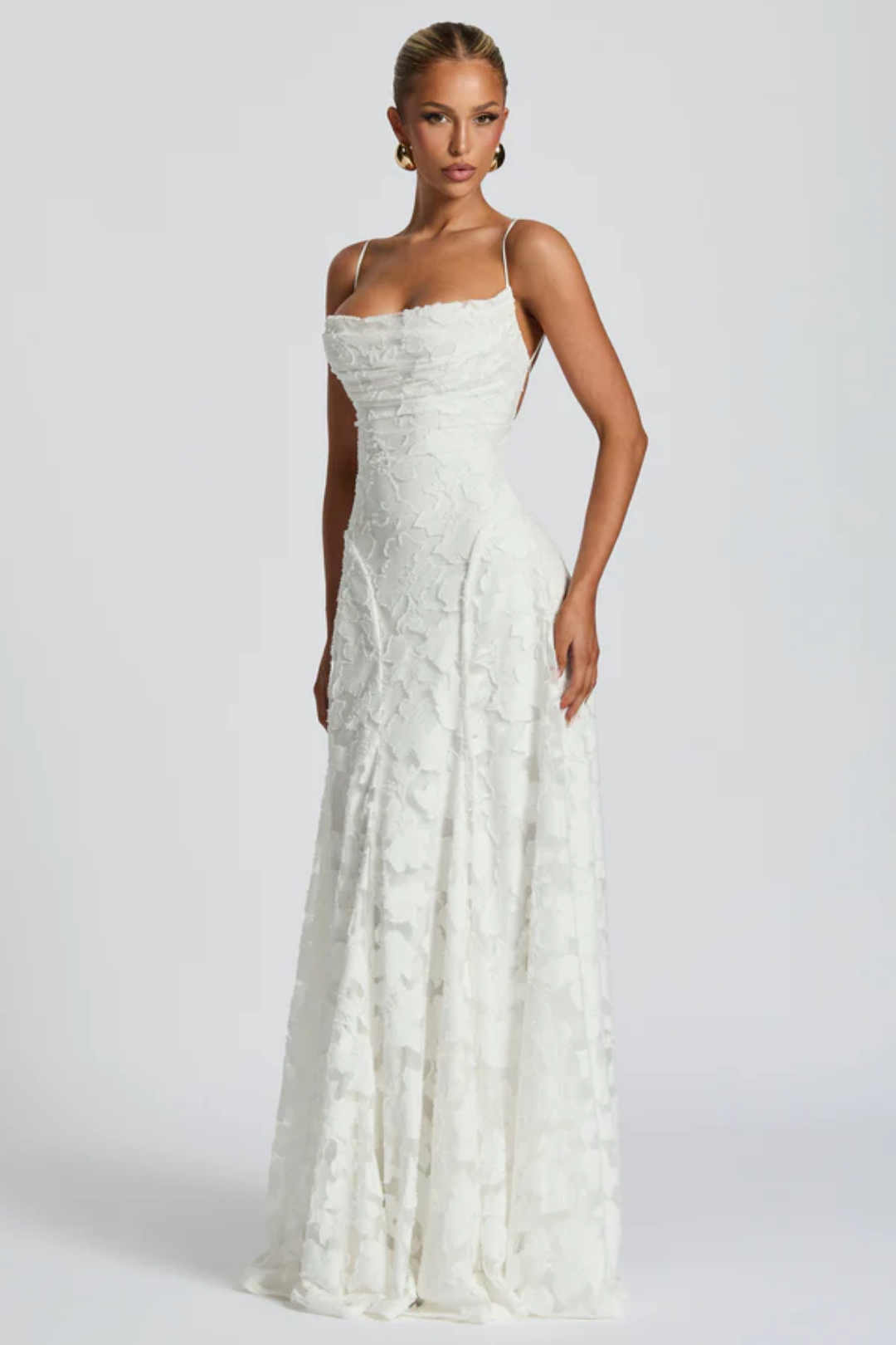 Lunariare – Kwiatowa koronka elegancji – Sukienka maxi-15216448504133-Róża Kwiatowa