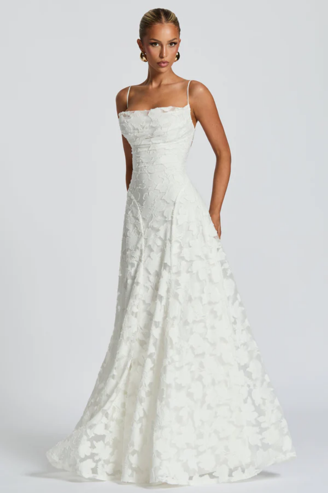 Lunariare – Kwiatowa koronka elegancji – Sukienka maxi-15216448504133-Róża Kwiatowa