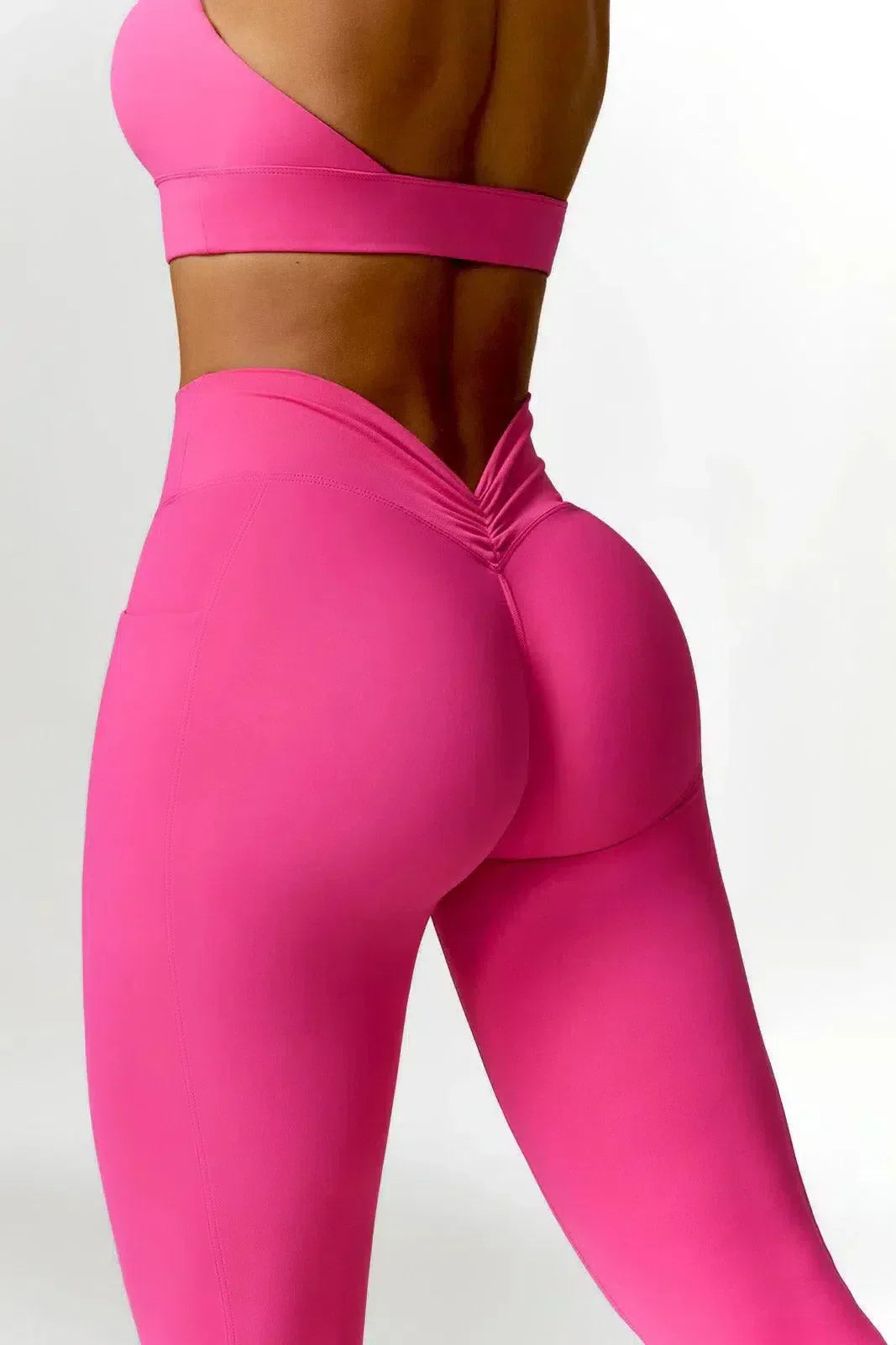 Lyselle – Kieszeń boczna – Legginsy z wysokim stanem-15216369402181-Róża Kwiatowa