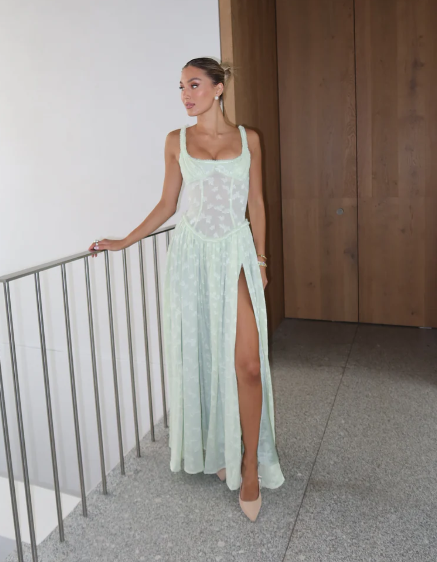 Maelis – Koronkowy gorset – Suknia maxi z rozcięciem-15216296132933-Róża Kwiatowa