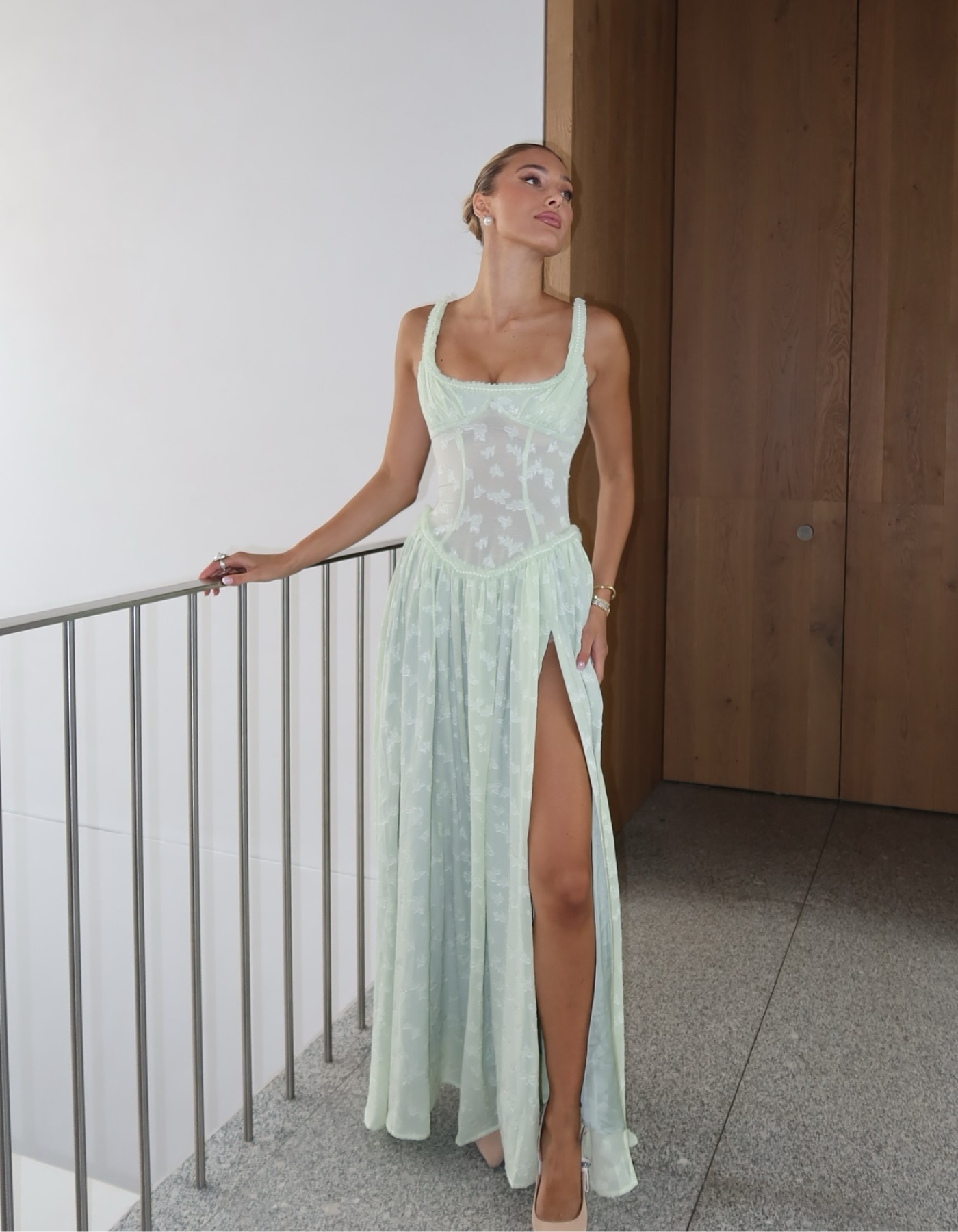 Maelis – Koronkowy gorset – Suknia maxi z rozcięciem-15216296132933-Róża Kwiatowa