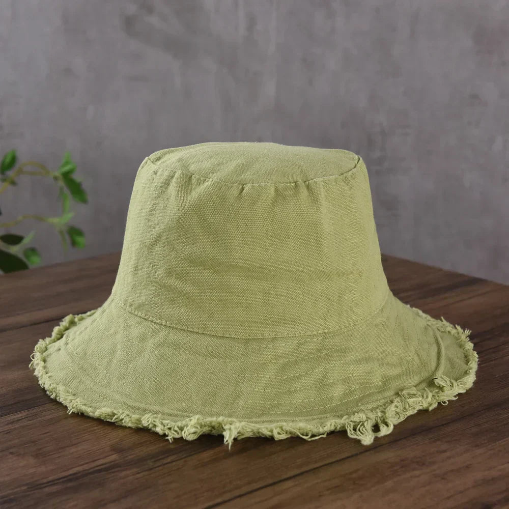 Maelis – Surowe wykończenie – Bawełniany kapelusz bucket-15216288727365-Róża Kwiatowa