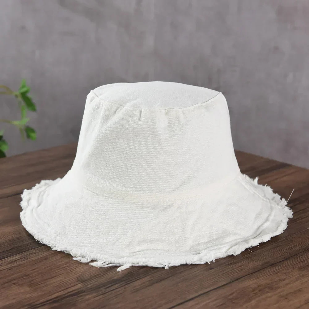 Maelis – Surowe wykończenie – Bawełniany kapelusz bucket-15216288727365-Róża Kwiatowa