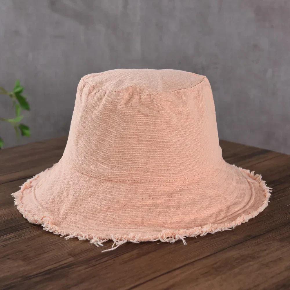 Maelis – Surowe wykończenie – Bawełniany kapelusz bucket-15216288727365-Róża Kwiatowa