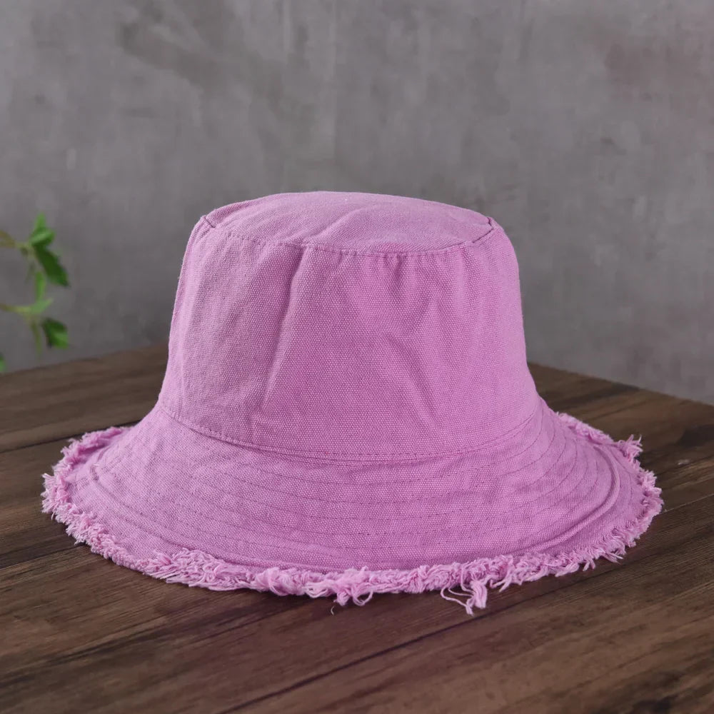 Maelis – Surowe wykończenie – Bawełniany kapelusz bucket-15216288727365-Róża Kwiatowa