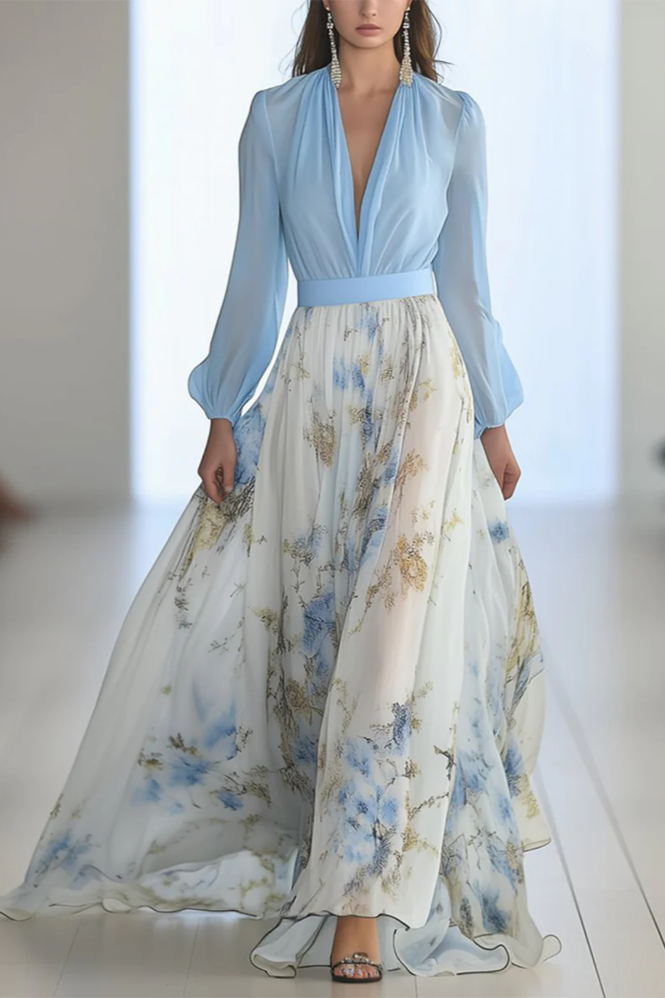 Marivonne – Drapowana elegancja – Suknia maxi-15216292135237-Róża Kwiatowa