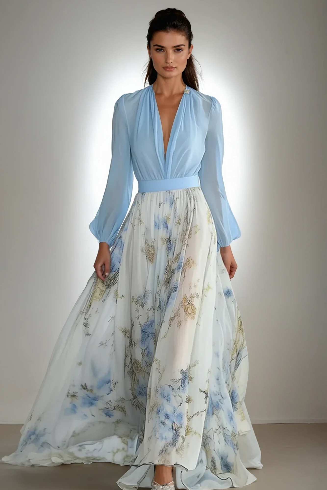 Marivonne – Drapowana elegancja – Suknia maxi-15216292135237-Róża Kwiatowa