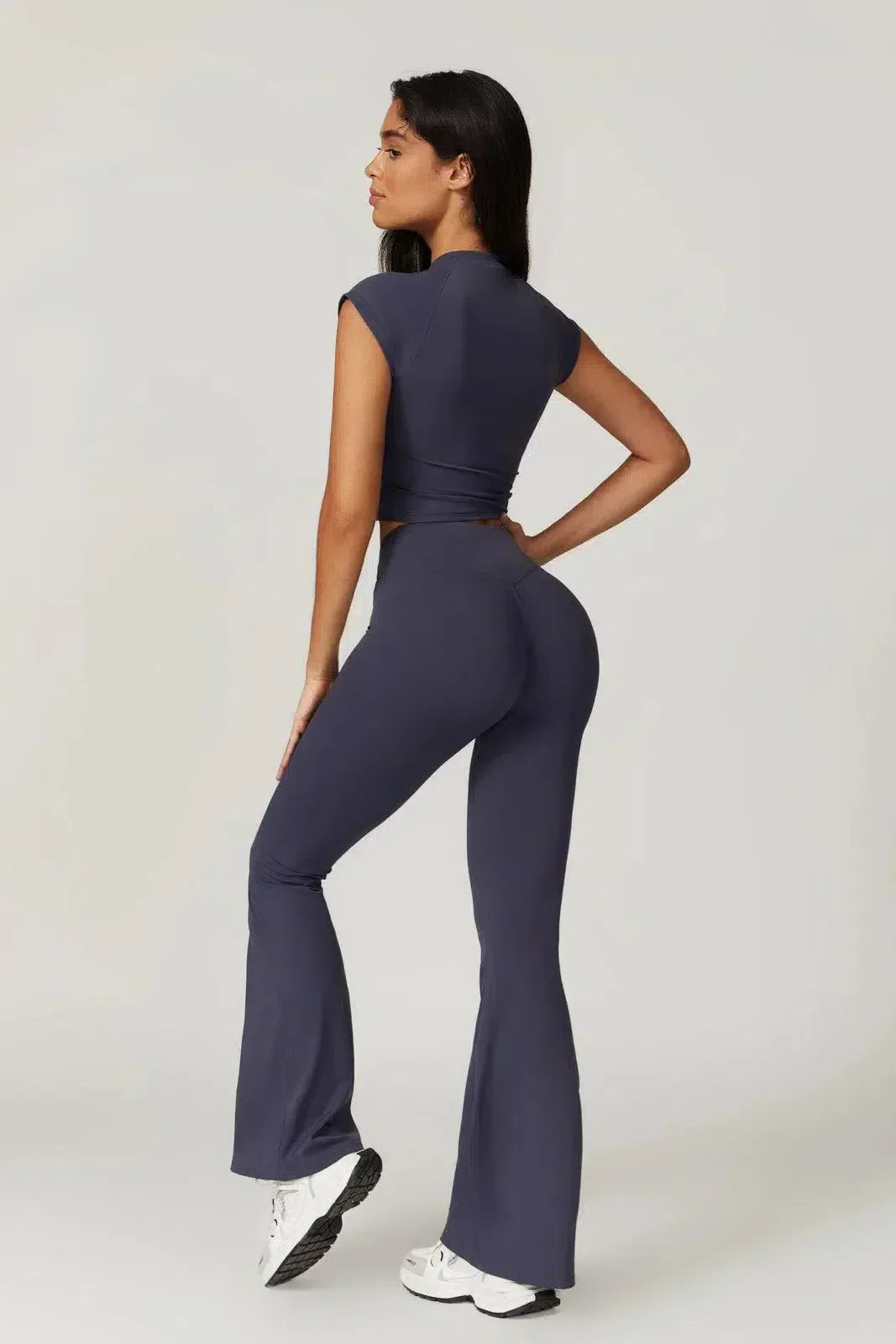 Mila – Wysoki stan – Legginsy rozkloszowane do ćwiczeń na siłowni-15216378675525-Róża Kwiatowa