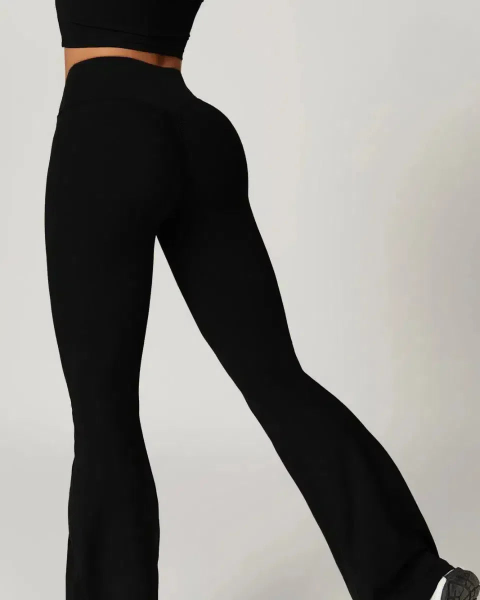 Mila – Wysoki stan – Legginsy rozkloszowane do ćwiczeń na siłowni-15216378675525-Róża Kwiatowa