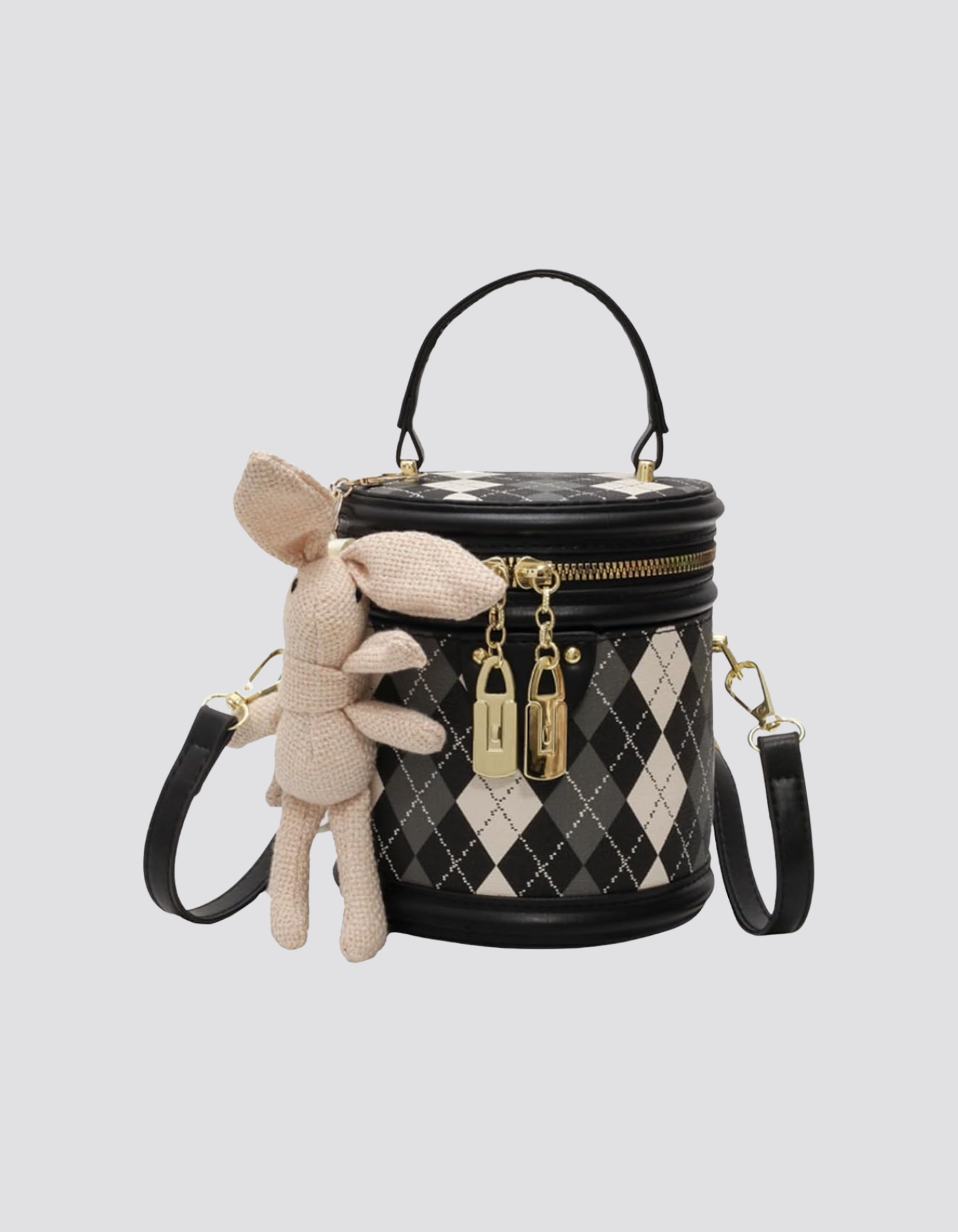 Minivière – Akcent w kształcie króliczka Argyle – Torba na ramię-15216455156037-Róża Kwiatowa