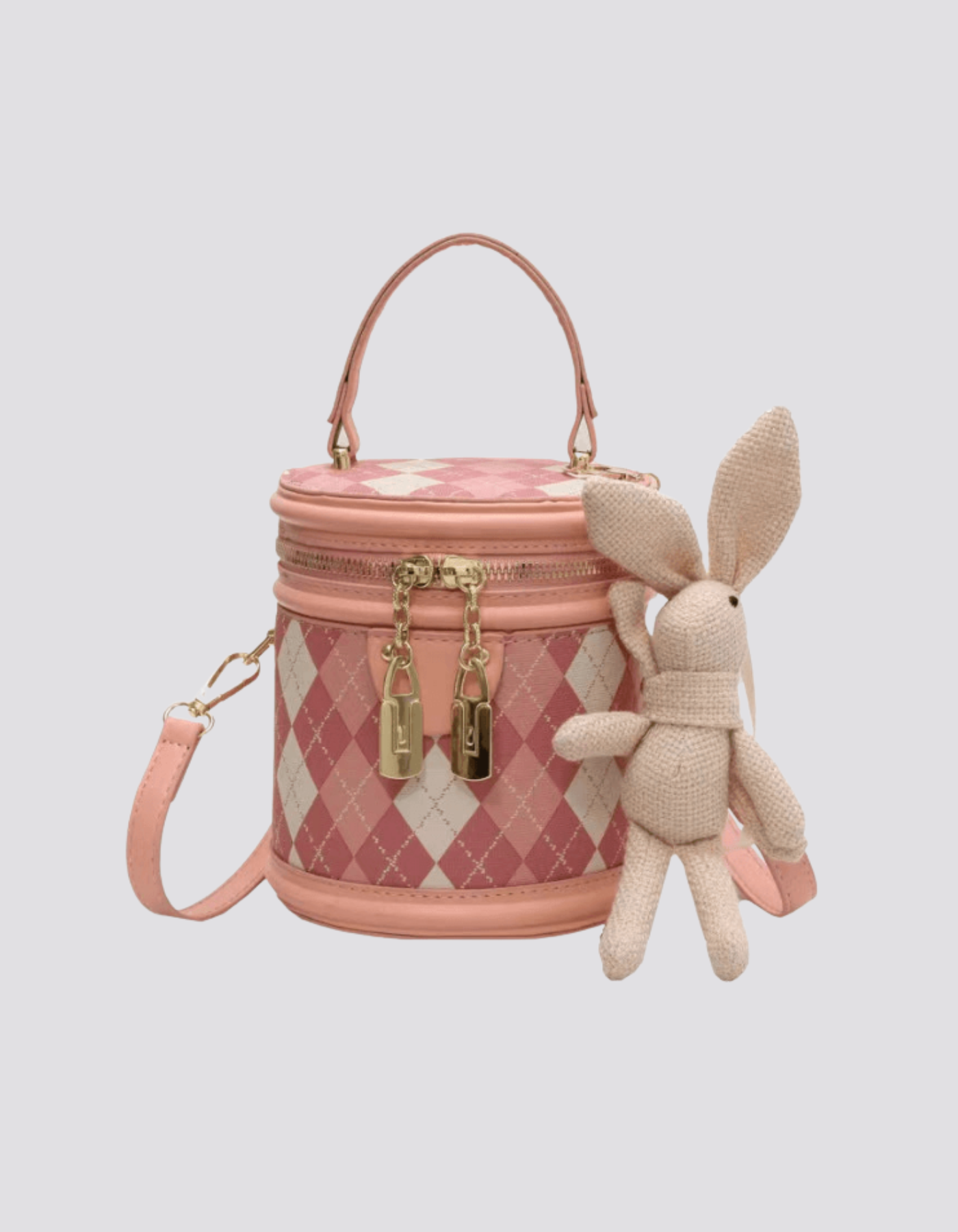 Minivière – Akcent w kształcie króliczka Argyle – Torba na ramię-15216455156037-Róża Kwiatowa