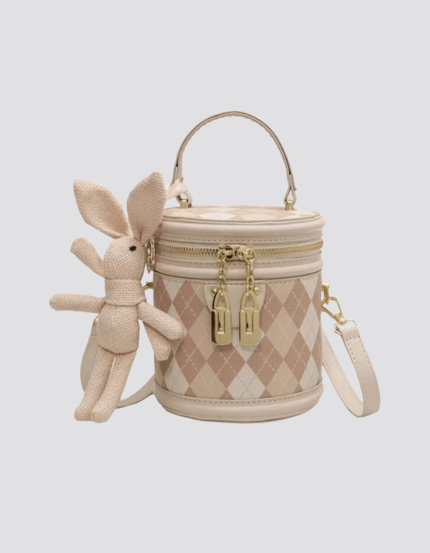 Minivière – Akcent w kształcie króliczka Argyle – Torba na ramię-15216455156037-Róża Kwiatowa