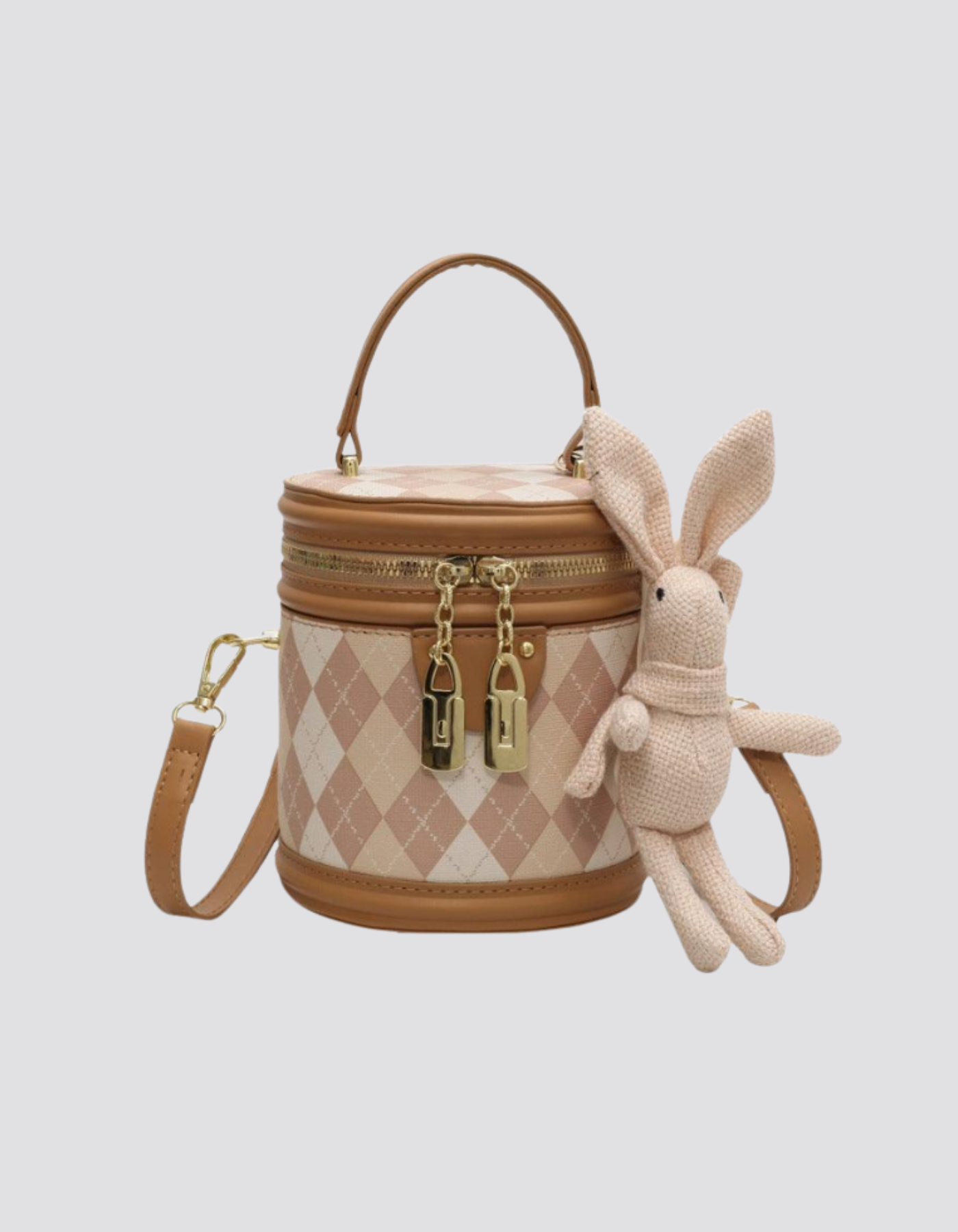 Minivière – Akcent w kształcie króliczka Argyle – Torba na ramię-15216455156037-Róża Kwiatowa