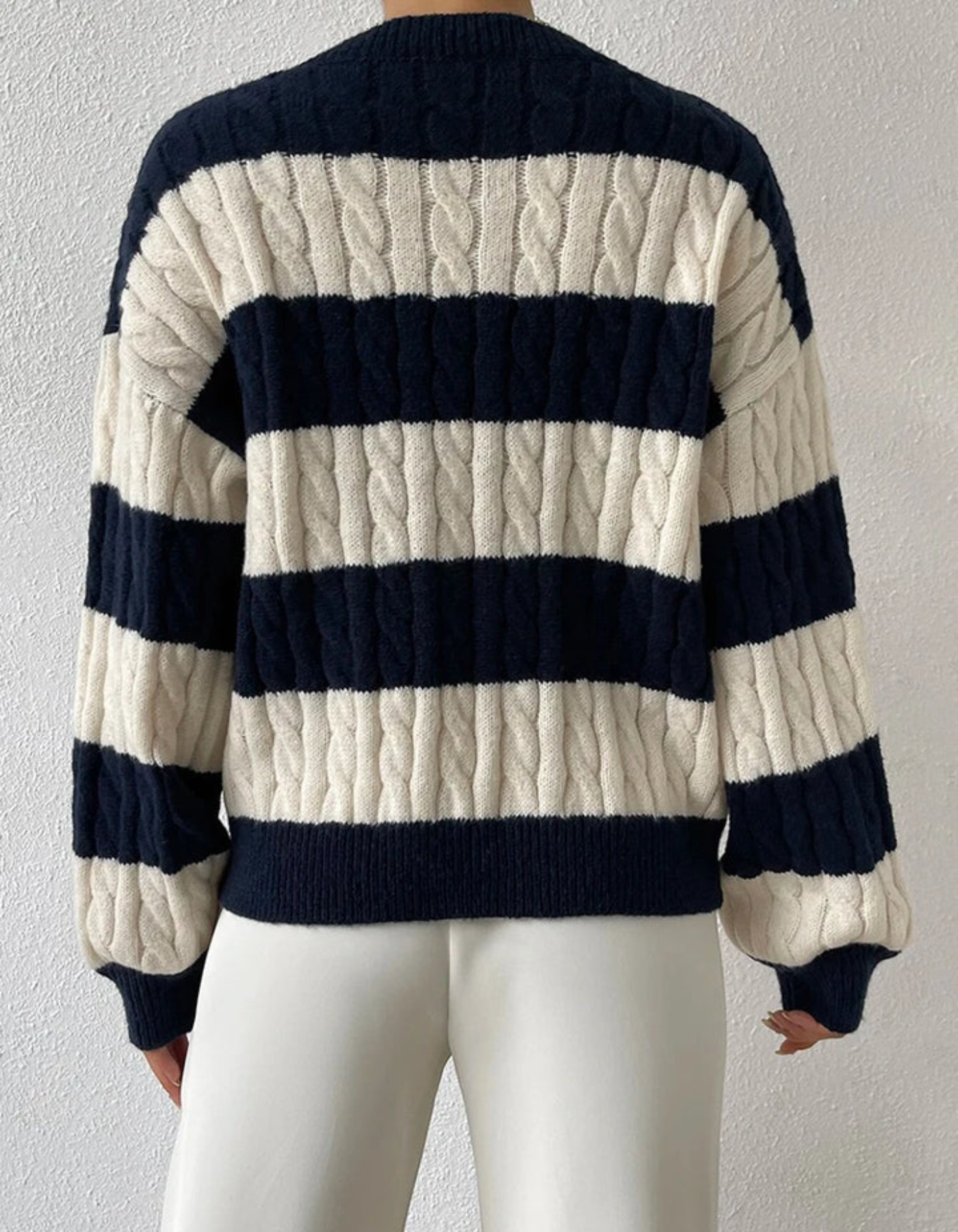 Mira – Dzianina w paski – Sweter-15216301932869-Róża Kwiatowa