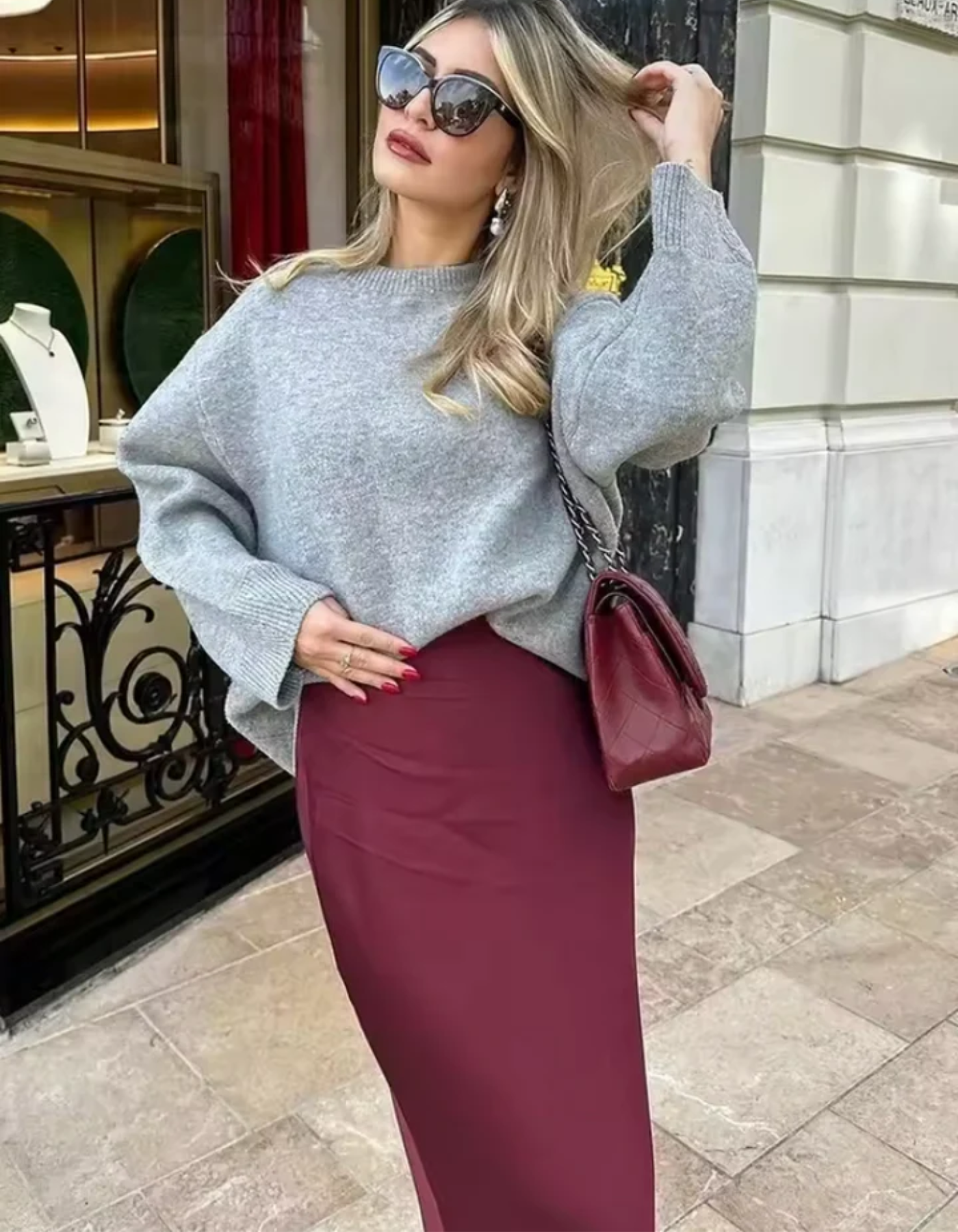 Mirella – Elegancka sylwetka – Zwiewna spódnica typu slip-15216304718149-Róża Kwiatowa