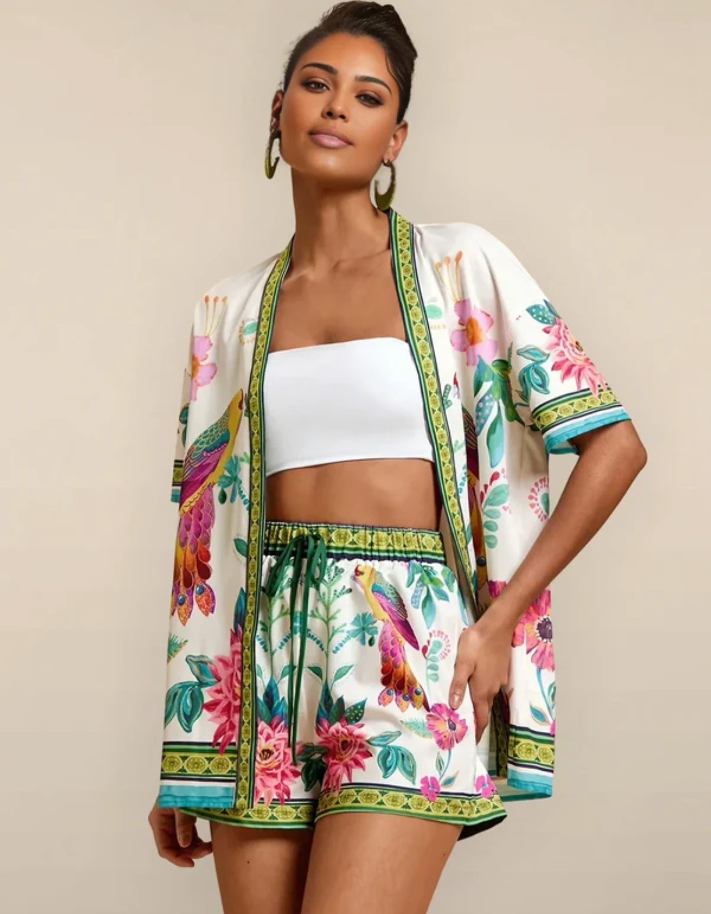 Nadia – Tropikalny wzór – Zestaw kimono-15216451289413-Róża Kwiatowa