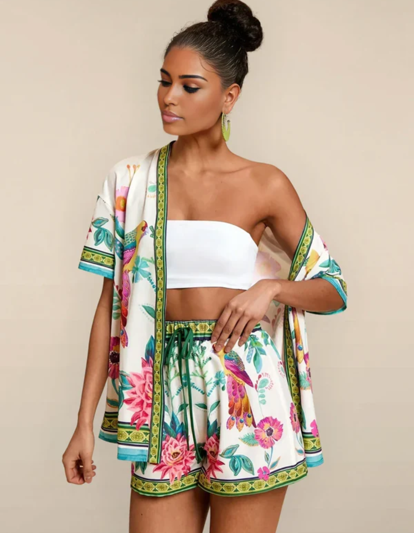 Nadia – Tropikalny wzór – Zestaw kimono-15216451289413-Róża Kwiatowa