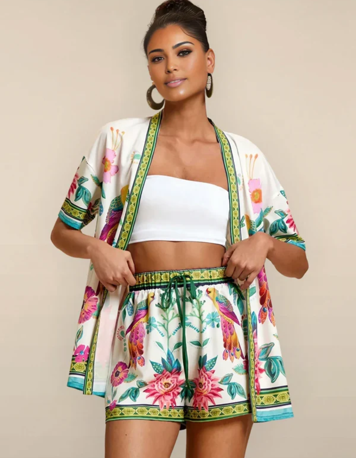 Nadia – Tropikalny wzór – Zestaw kimono-15216451289413-Róża Kwiatowa