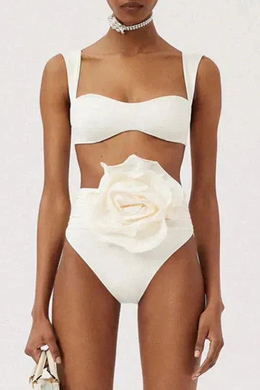 Naiad – Minimalistyczny design – Zdobiony zestaw bikini z marszczeniami-15216322314565-Róża Kwiatowa