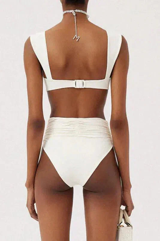 Naiad – Minimalistyczny design – Zdobiony zestaw bikini z marszczeniami-15216322314565-Róża Kwiatowa