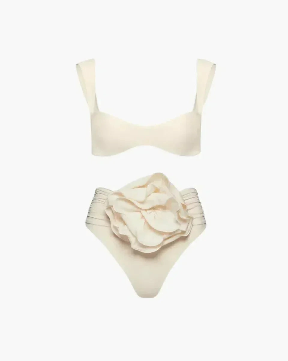 Naiad – Minimalistyczny design – Zdobiony zestaw bikini z marszczeniami-15216322314565-Róża Kwiatowa