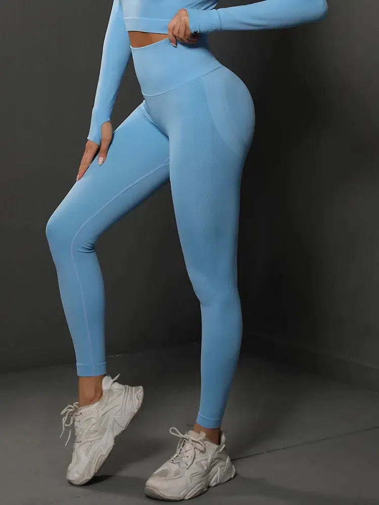 Nicoletta – Bezszwowa konstrukcja – Eleganckie legginsy do ćwiczeń-15216386867525-Róża Kwiatowa