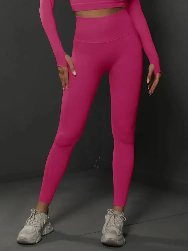 Nicoletta – Bezszwowa konstrukcja – Eleganckie legginsy do ćwiczeń-15216386867525-Róża Kwiatowa
