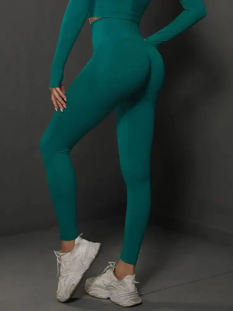 Nicoletta – Bezszwowa konstrukcja – Eleganckie legginsy do ćwiczeń-15216386867525-Róża Kwiatowa