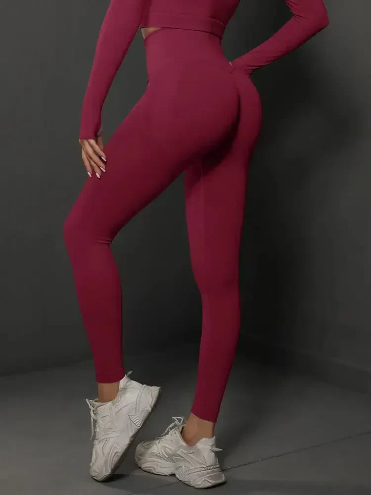 Nicoletta – Bezszwowa konstrukcja – Eleganckie legginsy do ćwiczeń-15216386867525-Róża Kwiatowa