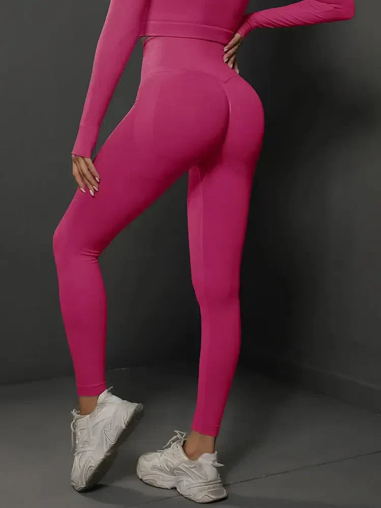 Nicoletta – Bezszwowa konstrukcja – Eleganckie legginsy do ćwiczeń-15216386867525-Róża Kwiatowa