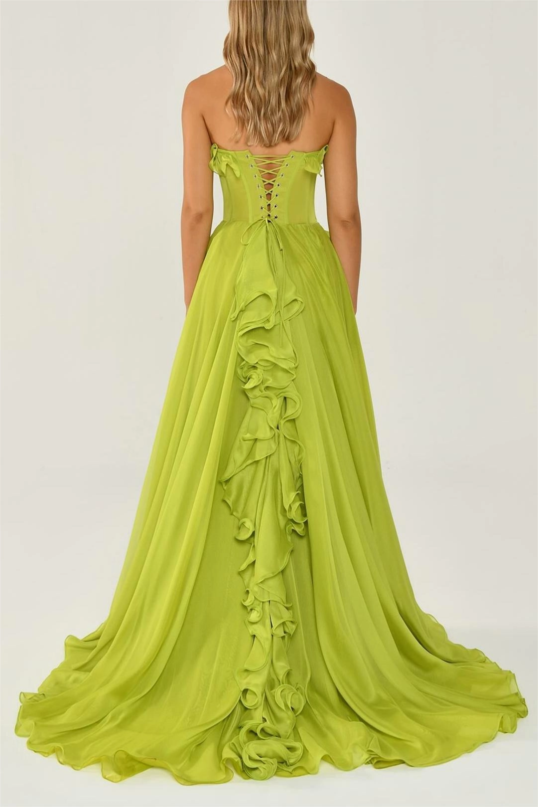 Olivia – Falbaniasty wzór – Sukienka maxi-15216457318725-Róża Kwiatowa