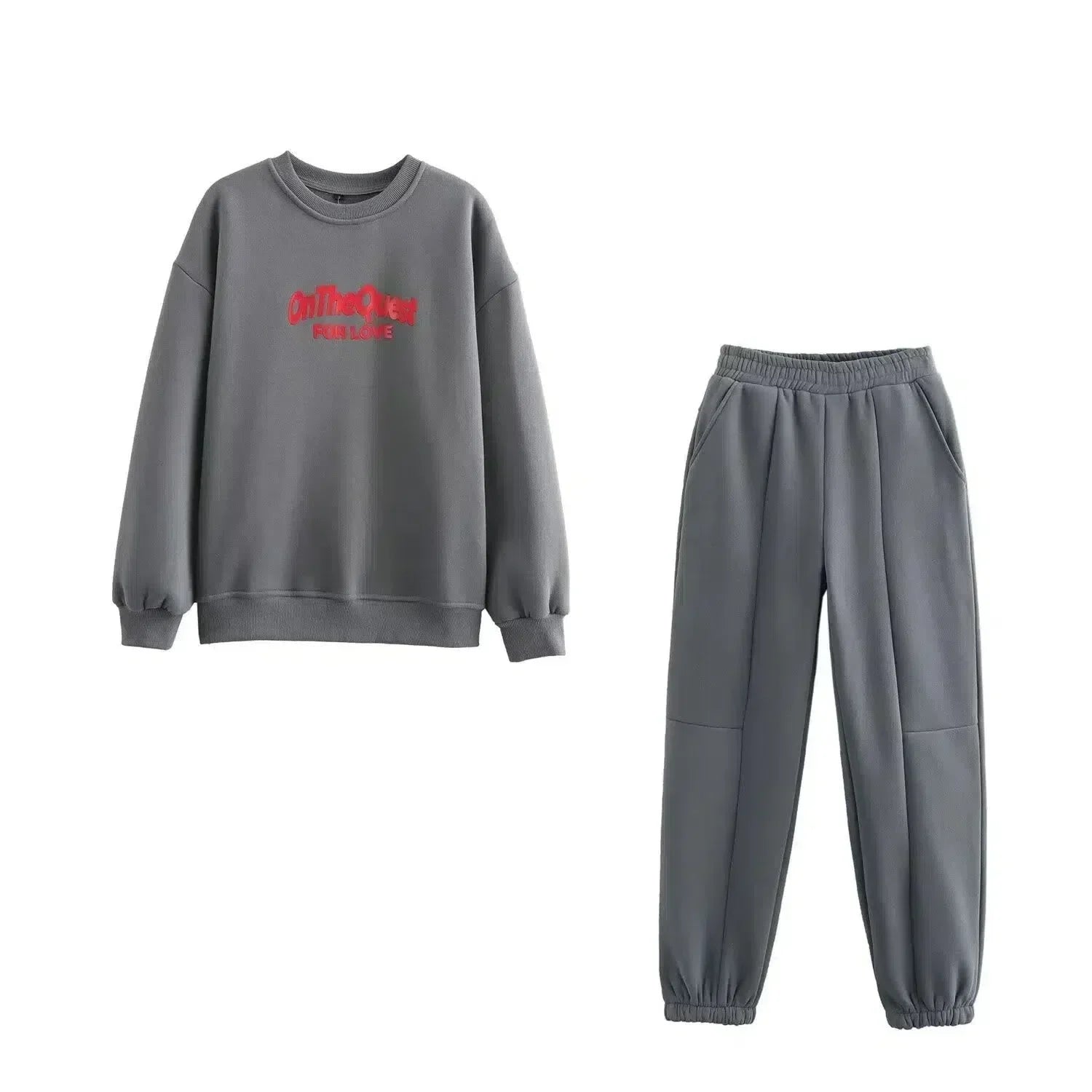 Riven – Bluza z okrągłym dekoltem i spodnie typu jogger – Zestaw domowy-15216260972869-Róża Kwiatowa