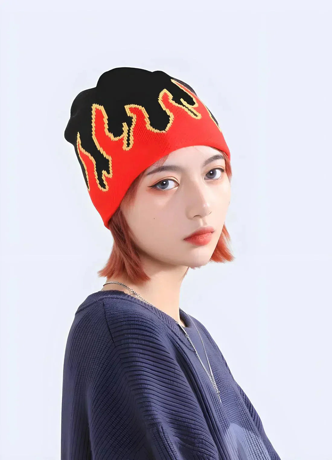 Rosalisse – Prążkowana wełna w płomienie – Czapka beanie-15216236495173-Róża Kwiatowa