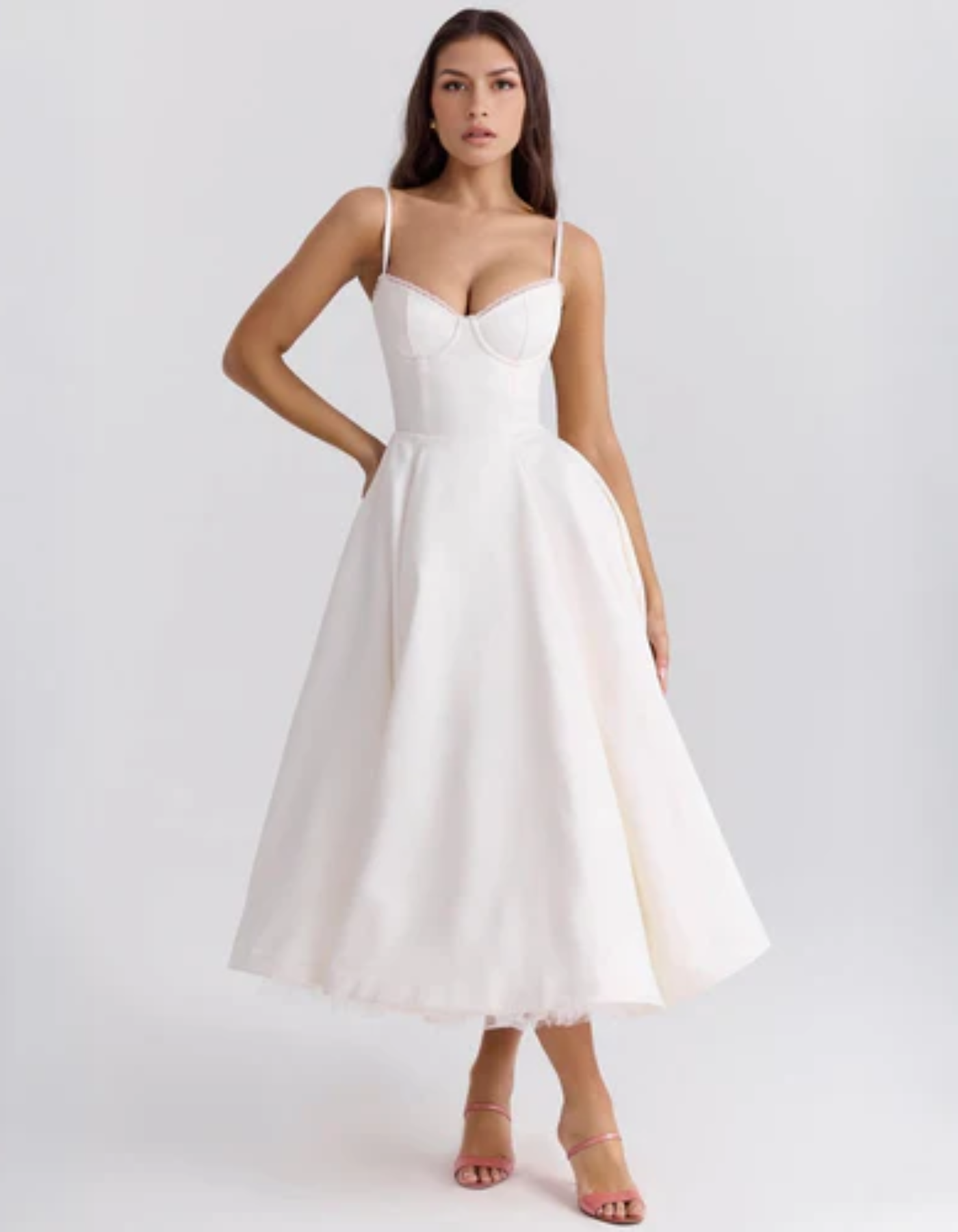 Seraphine – Vintage urok – Sukienka midi-15216393257285-Róża Kwiatowa