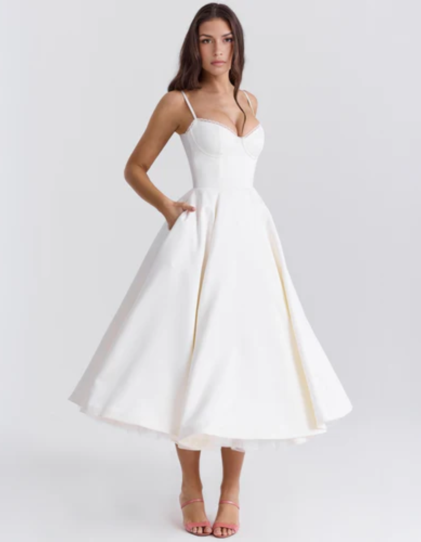 Seraphine – Vintage urok – Sukienka midi-15216393257285-Róża Kwiatowa