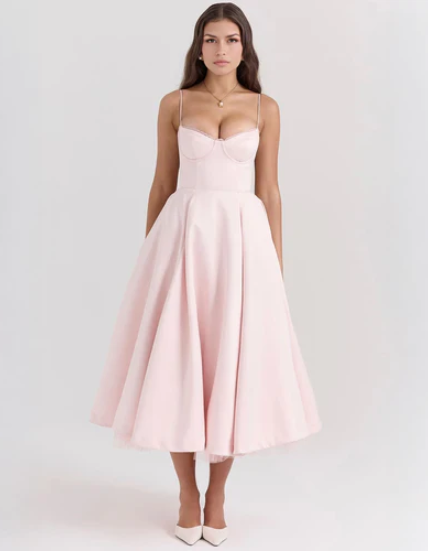 Seraphine – Vintage urok – Sukienka midi-15216393257285-Róża Kwiatowa