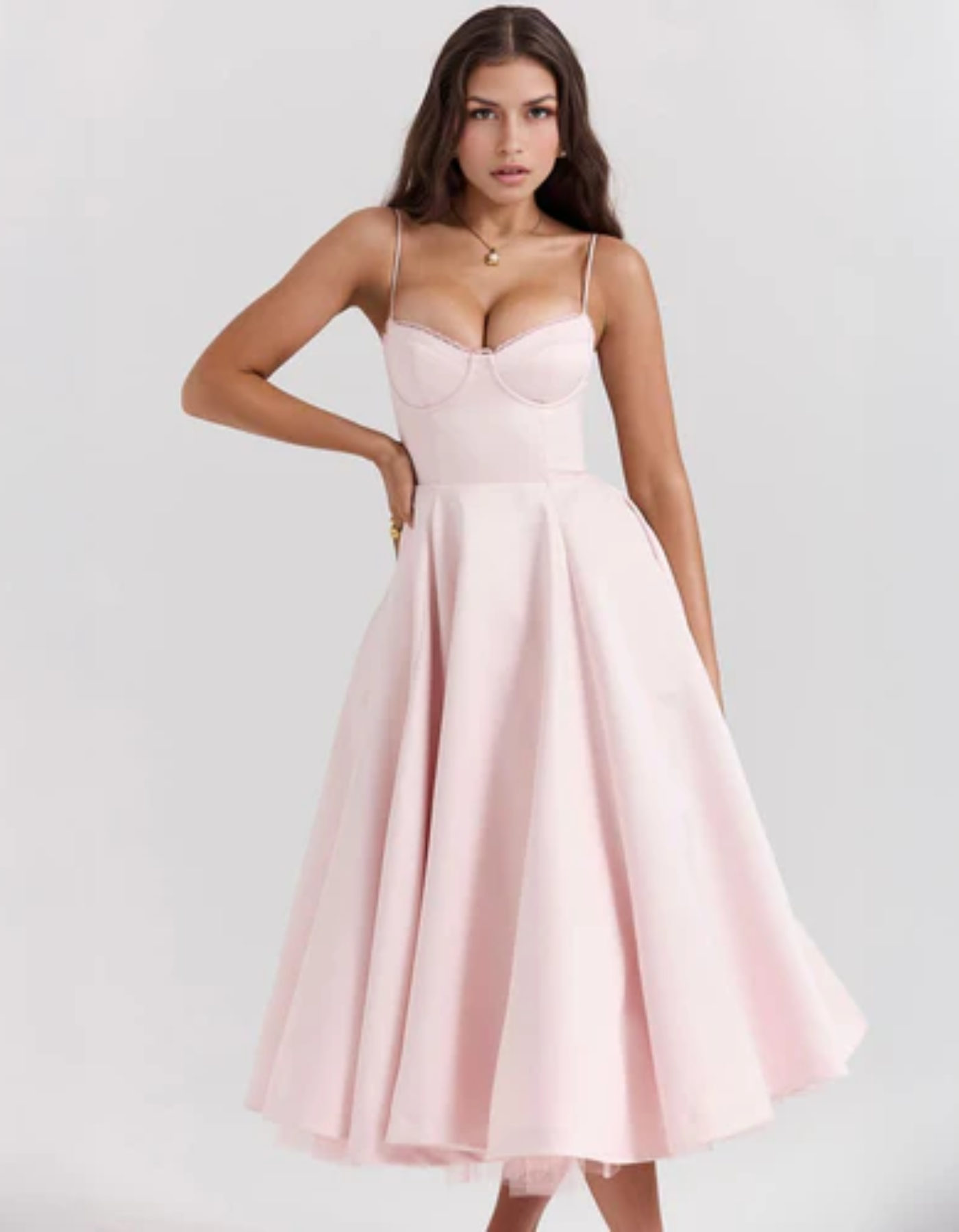 Seraphine – Vintage urok – Sukienka midi-15216393257285-Róża Kwiatowa