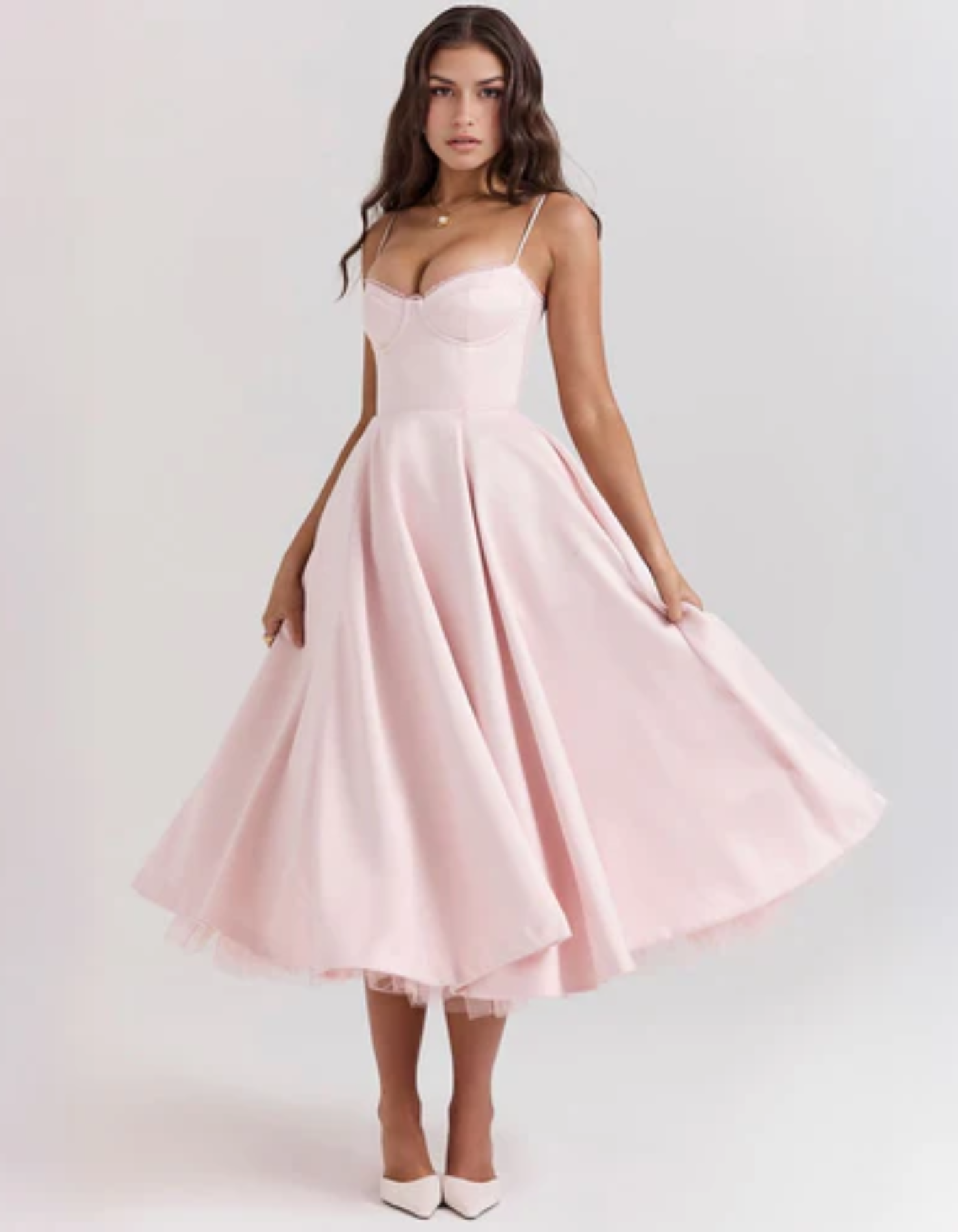 Seraphine – Vintage urok – Sukienka midi-15216393257285-Róża Kwiatowa