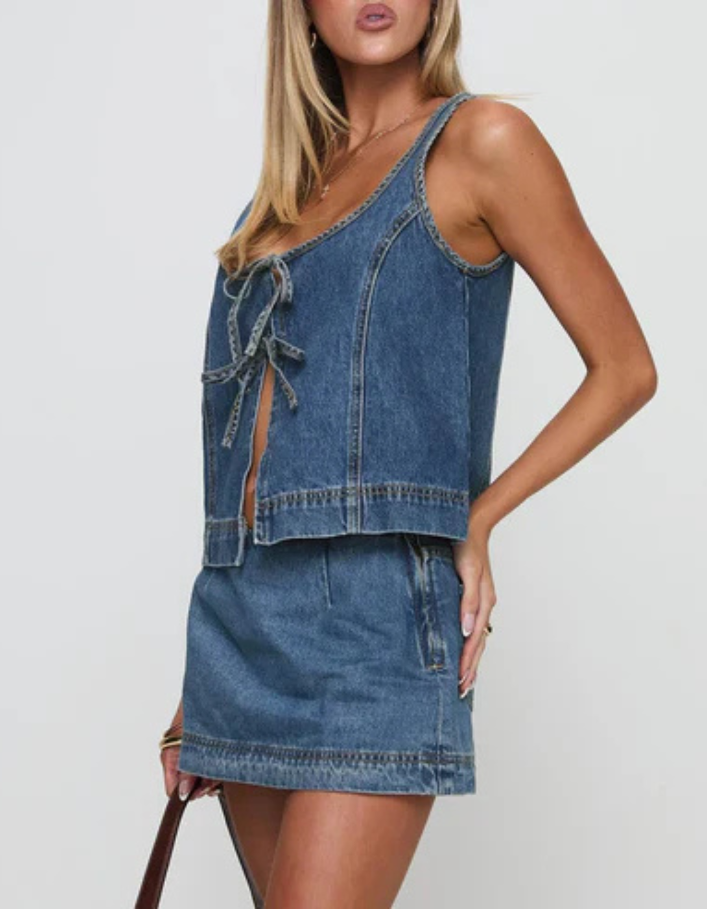 Serena – Casual chic – Zestaw z dżinsowym topem i spódnicą-15216455909701-Róża Kwiatowa