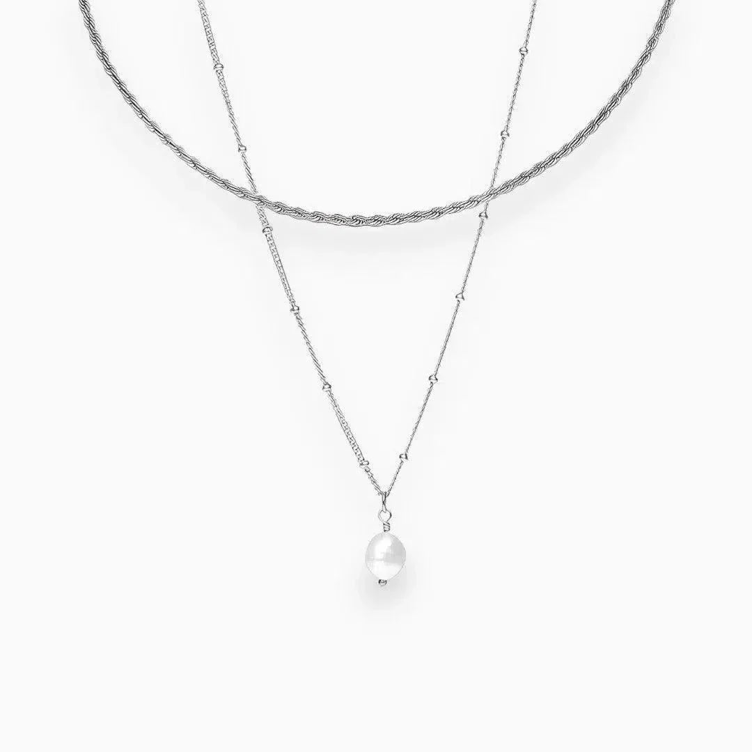 Serenza – Nowoczesny choker z perłowym wisiorkiem – Zestaw naszyjników-15216218243397-Róża Kwiatowa