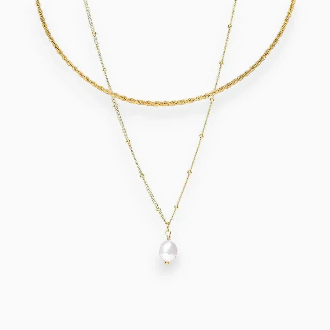Serenza – Nowoczesny choker z perłowym wisiorkiem – Zestaw naszyjników-15216218243397-Róża Kwiatowa
