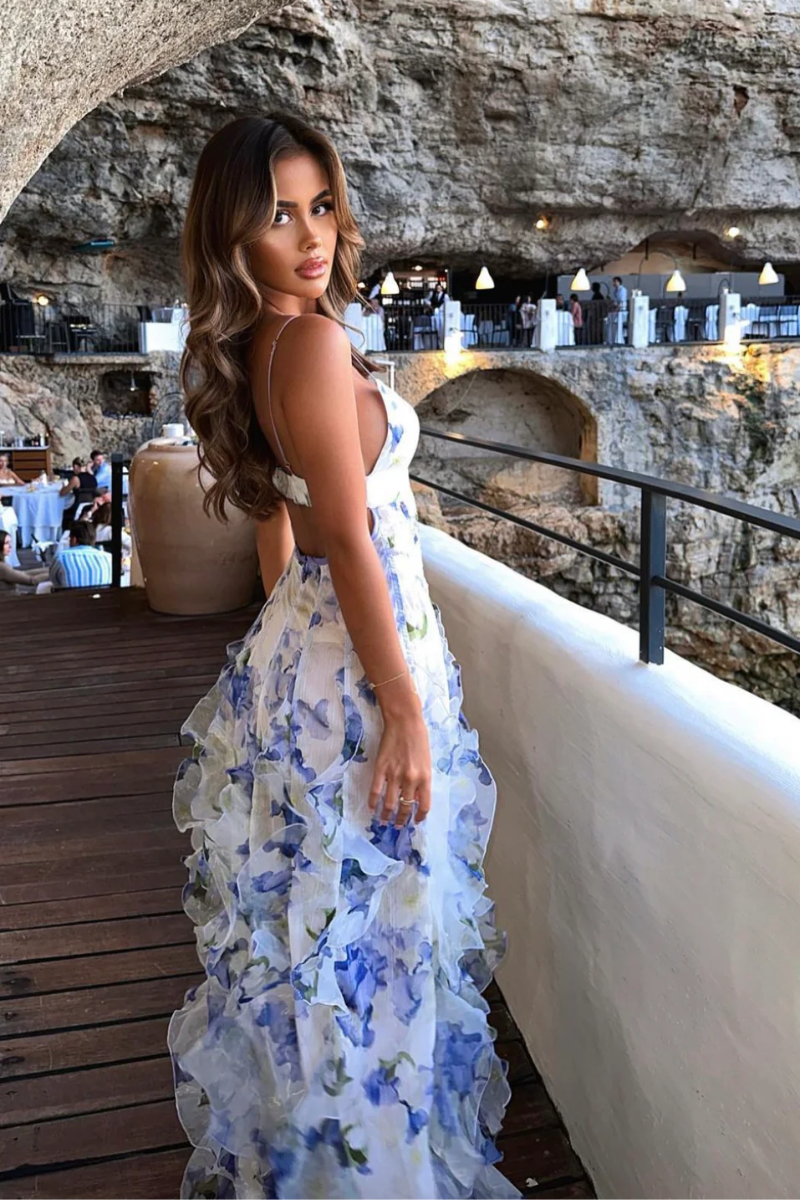 Sestina – Eteryczny, przezroczysty design – Plisowana sukienka maxi z mieszanki chiffon-15216325132613-Róża Kwiatowa