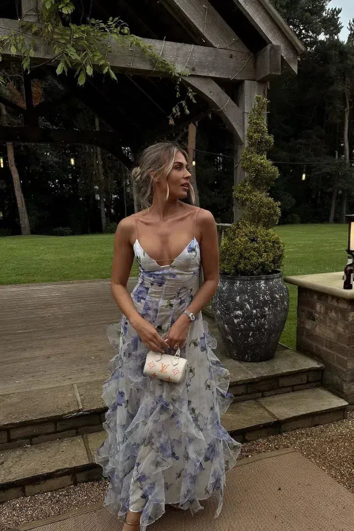 Sestina – Eteryczny, przezroczysty design – Plisowana sukienka maxi z mieszanki chiffon-15216325132613-Róża Kwiatowa