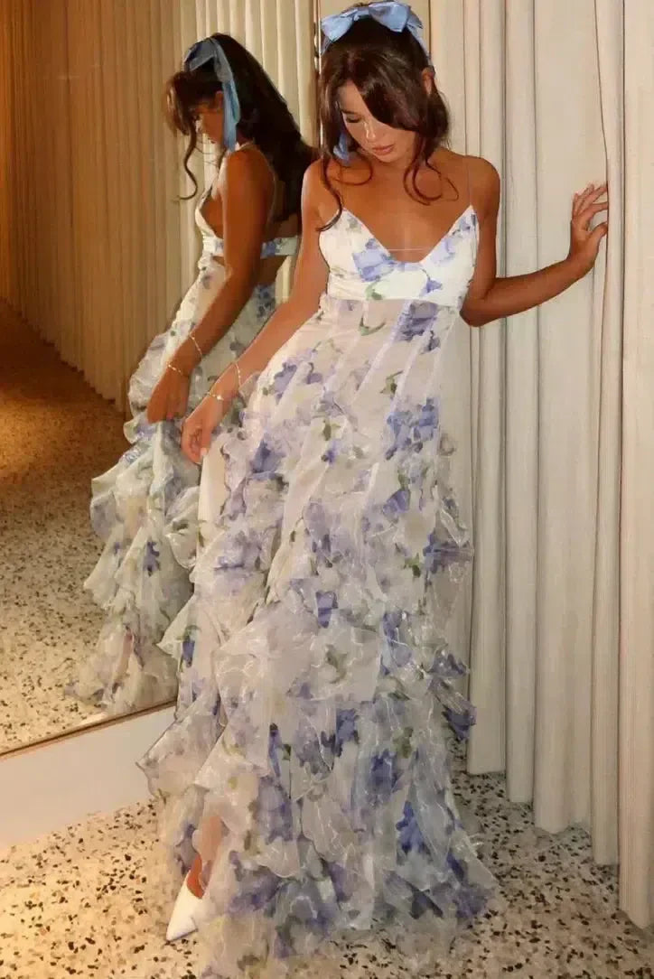 Sestina – Eteryczny, przezroczysty design – Plisowana sukienka maxi z mieszanki chiffon-15216325132613-Róża Kwiatowa