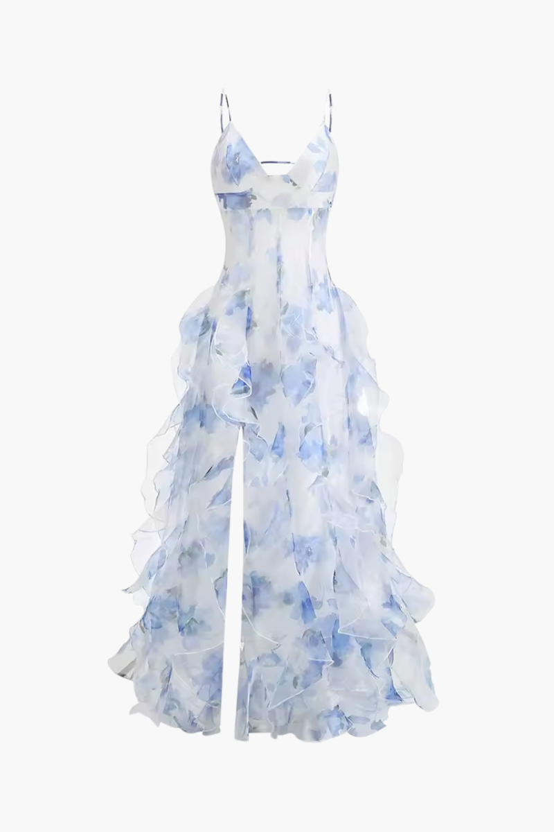 Sestina – Eteryczny, przezroczysty design – Plisowana sukienka maxi z mieszanki chiffon-15216325132613-Róża Kwiatowa